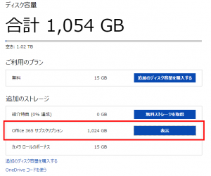 Office365で+1TBって極端すぎね？