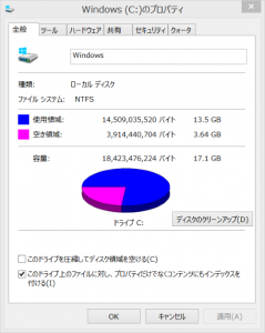 実際の空き容量は3.64GBほど